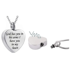 Urnen-Gedenkanhänger, Herz wasserdicht, Edelstahl 25 x 20 mm + Kette 50 cm Urnen-Gedenkanhänger, Herz wasserdicht, Edelstahl 25 x 20 mm + Kette 50 cm