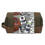 Nivea Men Feel Calm Sensitive After Shave Balsam 100 ml + Nivea Men Sensitive Rasierschaum 200 ml + Nivea Men Black & White Invisible Original Antitranspirant Roll-on 50 ml + Labello Men Active Lippenbalsam 4,8 g + Kosmetiktasche, Kosmetikset für Männer