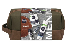 Nivea Men Feel Calm Sensitive After Shave Balsam 100 ml + Nivea Men Sensitive Rasierschaum 200 ml + Nivea Men Black & White Invisible Original Antitranspirant Roll-on 50 ml + Labello Men Active Lippenbalsam 4,8 g + Kosmetiktasche, Kosmetikset für Männer