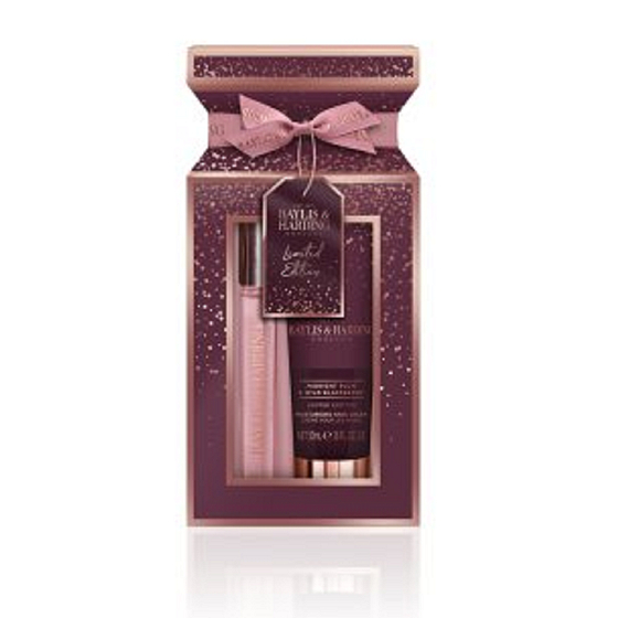 Baylis & Harding Midnight Plum und Wild Blackberry parfümiertes Wasser 12 ml Rollerball + Handcreme 50 ml, Geschenkset