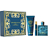 Versace Eros pour Homme Eau de Toilette 100 ml + Duschgel 150 ml + Eau de Toilette 10 ml, Geschenkset für Männer