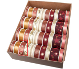 Ditipo Fabric Weihnachtsband mit Draht Rot-Kupfer mit goldenen Sternen 3 m x 25 mm