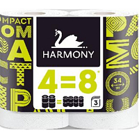 Harmony Compact 3-lagiges Toilettenpapier 4=8, 4 Rollen, 34 m Rolle