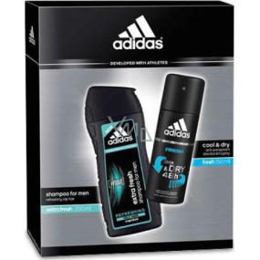 Adidas Cool & Dry Fresh Antitranspirant Deodorant Spray für Männer 150 ml + Extra Fresh Haarshampoo 200 ml, Kosmetikset