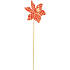 Kariertes orangefarbenes Windrad 9 cm + Spieße 1 Stück