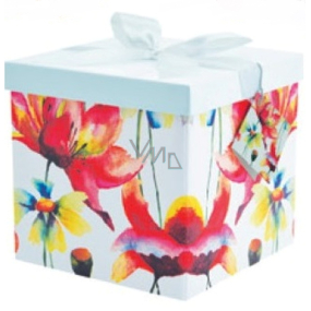 Angel Folding Geschenkbox mit Band Blumen 10x10x10 cm