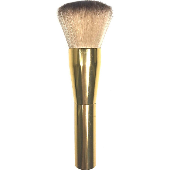 Kosmetikpinsel mit synthetischen Borsten für Puder Goldgriff helles Haar 15,5 cm 066
