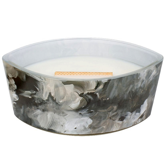 WoodWick Black Amber & Citrus - Duftkerze aus schwarzem Amber und Zitrus Artisan mit breitem Docht und Glasdeckel 453 g