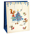 Ditipo Geschenk Papiertüte 32,4 x 10,2 x 44,5 cm beige-gelber Baum und Tiere