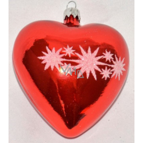 Irisa Glasflasche Herz rot, weiß verziert 1 Stück