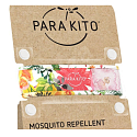 Parakito Repellent Mückenarmband Grafik natürlich, nachfüllbar, wasserdicht, Schutz 24h / Tag - 15 Tage zum Nachfüllen + zwei Nachfüllungen