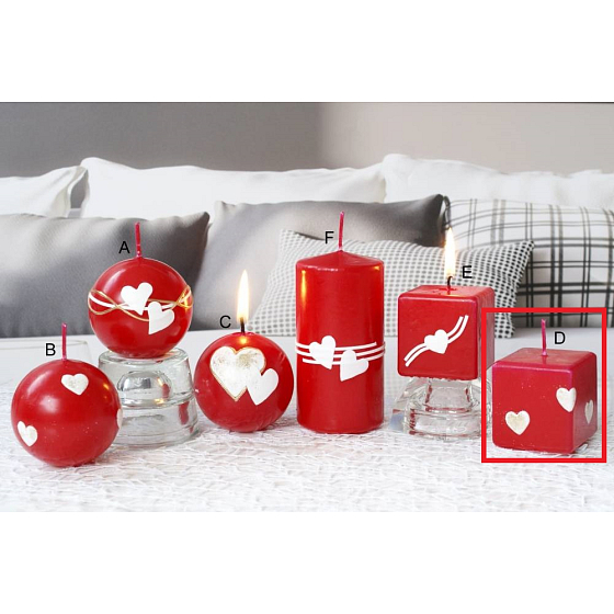 Lima Herzentlastung II. Duftkerze roter Würfel 45 x 45 mm 1 Stück
