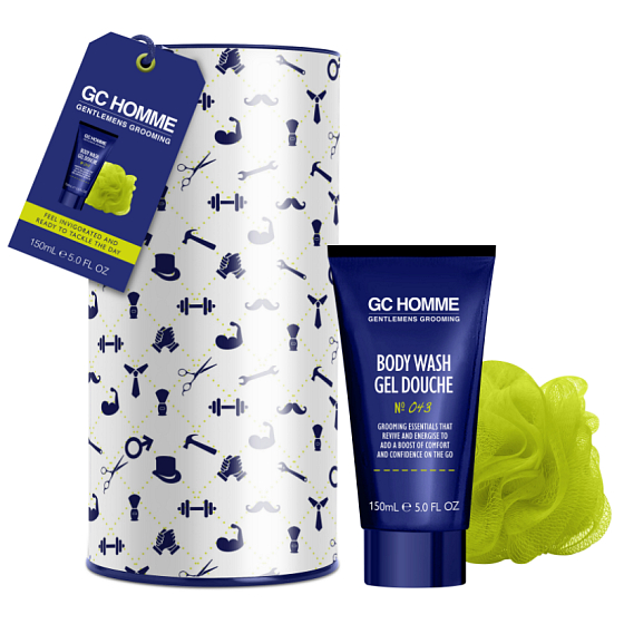 Grace Cole GC Sport Waschgel 50 ml + Waschschwamm + Blechdose, Kosmetikset für Herren