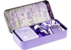 Esprit Provence Lavendel-Toilettenseife 60 g + Duftsäckchen + ätherisches Öl 12 ml + Dose mit Bild von Lavendelblüten, Kosmetikset für Frauen