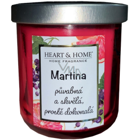 Heart & Home Frische Grapefruit und schwarze Johannisbeere Soja-Duftkerze mit Martinas Namen 110 g