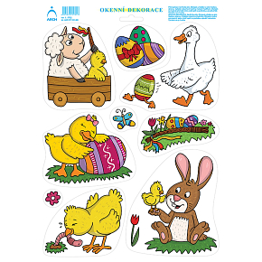 Arch Easter Aufkleber, Fensterfolie ohne Kleber Lamm im Rollstuhl 33 x 24 cm