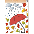 Fensterfolie Herbst rot Regenschirm Wolken mit Regen 35 x 50 cm
