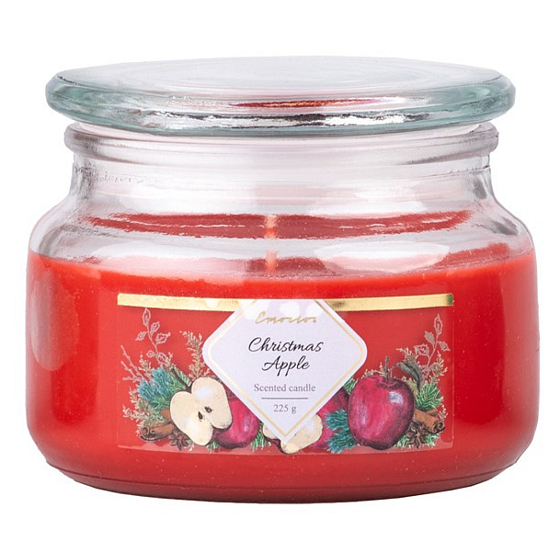 Emocio Christmas Apple - Vánoční jablko vonná svíčka sklo se skleněným víčkem 100 x 79 mm 225 g 100 x 78 mm
