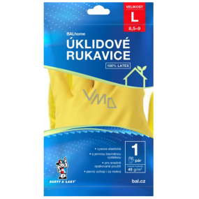 BALhome Rukavice latexové úklidové žluté velikost L 1 pár BALhome Rukavice latexové úklidové žluté velikost L 1 pár