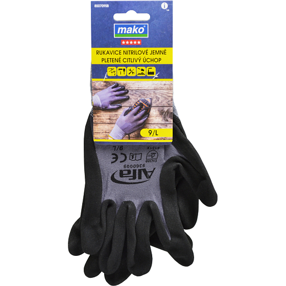 Mako Arbeits-Handschuhe aus feinem, gestricktem Nitril, Nr. 9, L