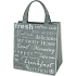 Niteola Stoffeinkaufsbeutel, 34 × 36 × 22 cm, grau mit Aufschriften