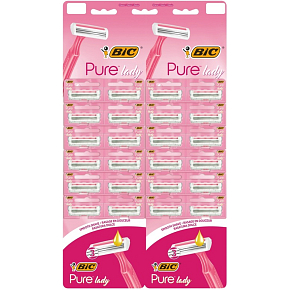 BIC Pure Lady Pink, Damen Einwegrasierer, aufgehängte Karte 24 Stück