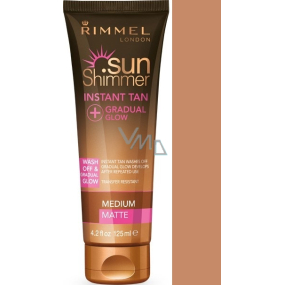 Rimmel London Sun Shimmer Instant Tan Bronze Make-up für sofortige Bräune 002 Medium Matte 125 ml