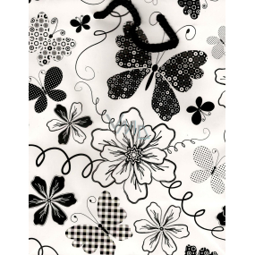 Nekupto Geschenk Papiertüte 23 x 18 x 10 cm Schwarzer Schmetterling und Blumen