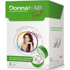 DonnaHair Forte 3-monatige Behandlung für gesundes und schönes Haar 90 Kapseln + Swarovski Elements Ohrringe