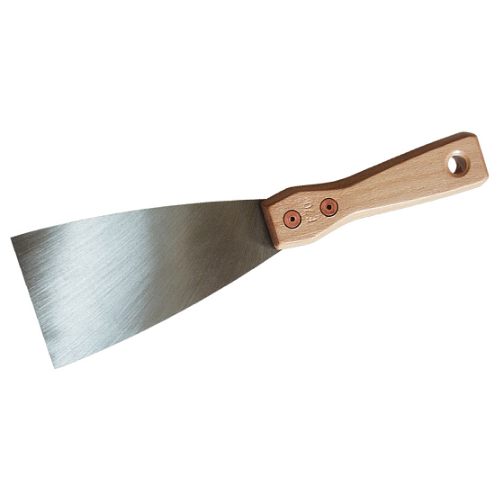Spokar York Profi Farbspatel, gebürsteter Stahl, genieteter Holzgriff 70 mm
