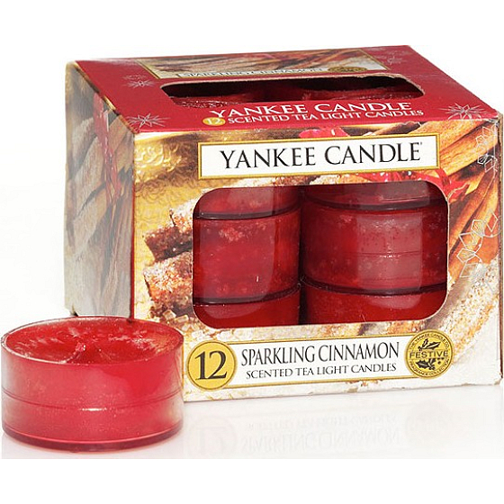 Yankee Candle Sparkling Cinnamon - Schimmernde Teekerze mit Zimtduft 12 x 9,8 g