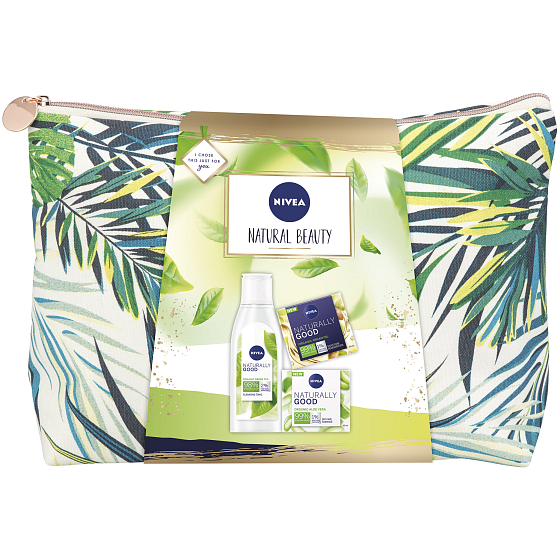 Nivea Natural Beauty Lotion 200 ml + Nachtcreme 50 ml + Tagescreme 50 ml + Hülle, Kosmetikset für Frauen