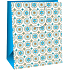 Ditipo Geschenkpapiertüte 26,4 x 13,7 x 32,4 cm weiße, blau-braune Kreise