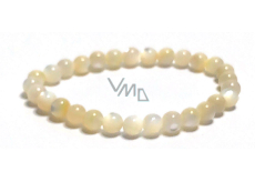Elastisches Perlenarmband aus Naturmuschel, Kugel 6 mm / 16-17 cm, Symbol der Weiblichkeit