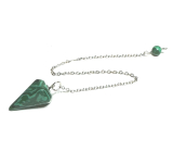 Malachit Pendel 2,5 cm + 18 cm Kette mit Perle, Wunschstein