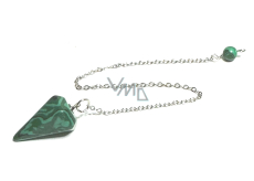 Malachit Pendel 2,5 cm + 18 cm Kette mit Perle, Wunschstein