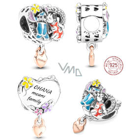 Charme Sterling Silber 925 Disney Lilo & Stitch - Ohana, Familie, Perle für Armband