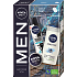 Nivea Men Daily Trio Creme 30 ml + Invisible Black & White Fresh Antitranspirant Deodorant Spray 150 ml + Sensitive 3in1 Duschgel 250 ml, Kosmetikset für Männer
