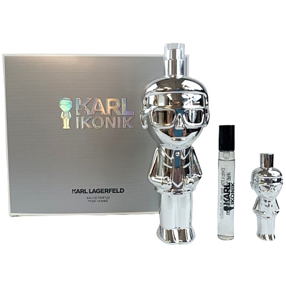 Karl Lagerfeld Ikonik Man Eau de Parfum 100 ml + Eau de Parfum 7,5 ml + Eau de Parfum 4,5 ml, Geschenkset für Männer