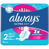 Always Ultra Day Super Damenbinden mit Flügeln, 8 Stück