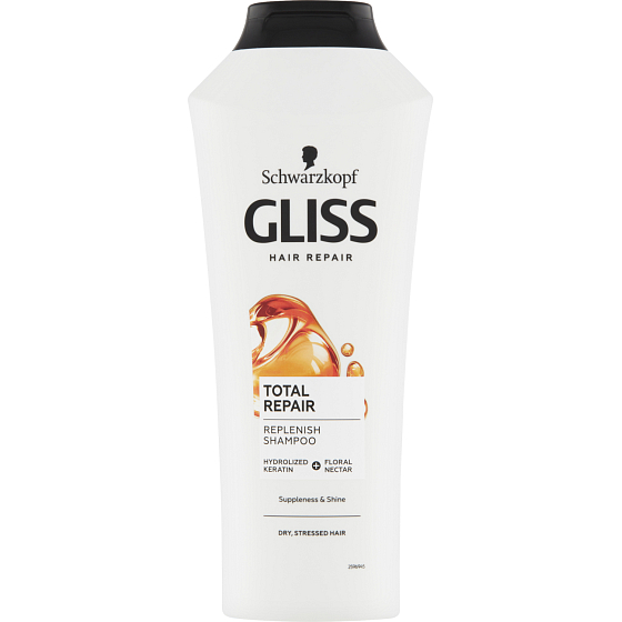 Gliss Total Repair Regenerationsshampoo für trockenes Haar, 400 ml