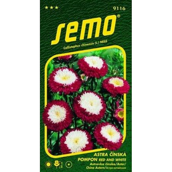 Semo Astra Chinese Pompon Rot und Weiß 0,5 g