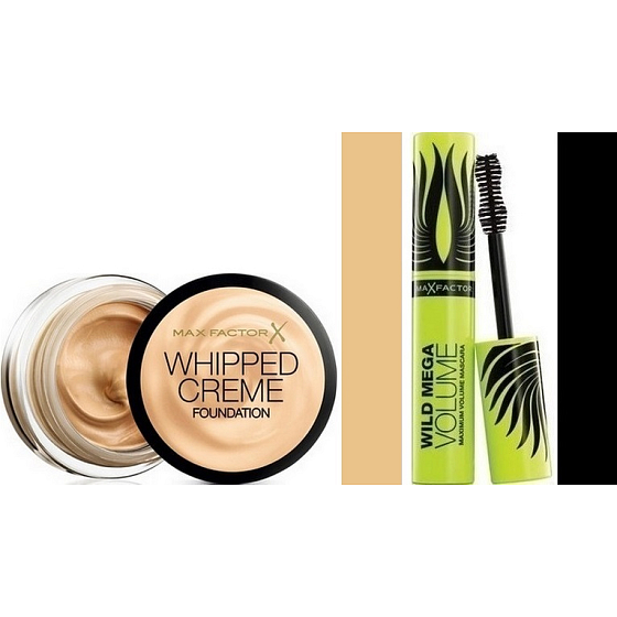 Max Factor Whipped Creme Foundation Make-up 75 Golden 18 ml + Wild Mega Volume Mascara schwarz 11 ml
