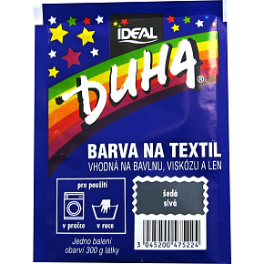 Ideal Duha grau, Farbe für Textilien auf Baumwolle, Viskose und Leinen, für 300 g Stoff, 15 g