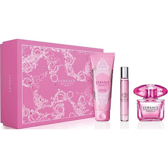 Versace Bright Crystal Absolu parfümiertes Wasser für Frauen 90 ml + Duschgel 150 ml + parfümiertes Wasser 10 ml, Geschenkset
