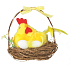 Henne im Nest 12 cm gelb