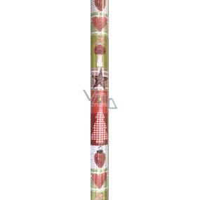 Präsenta Geschenkpapier 70 cm x 5 m Weihnachten grün-rote Quadrate mit Herzen, Bäumen, Frohe Weihnachten