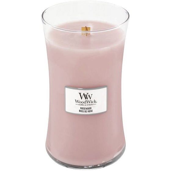 WoodWick Rosewood - Rosenholz-Duftkerze mit Holzdocht und Deckel Glas groß 609 g