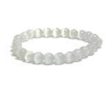 Selenit/Alabaster-Armband elastischer Naturstein, Kugel 8 mm / 16 - 17 cm, Engelsenergie