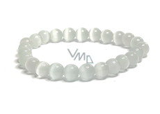 Selenit/Alabaster-Armband elastischer Naturstein, Kugel 8 mm / 16 - 17 cm, Engelsenergie